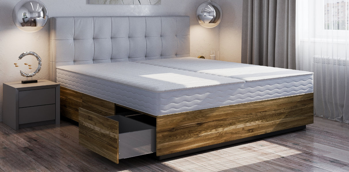 Gelbett mit 6 gro�en Massivholz-Schubladen in Boxspringbett-O Abbildung 1