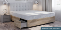 Wasserbett in Boxspringbett-Optik und 6 gro�en Schubladen