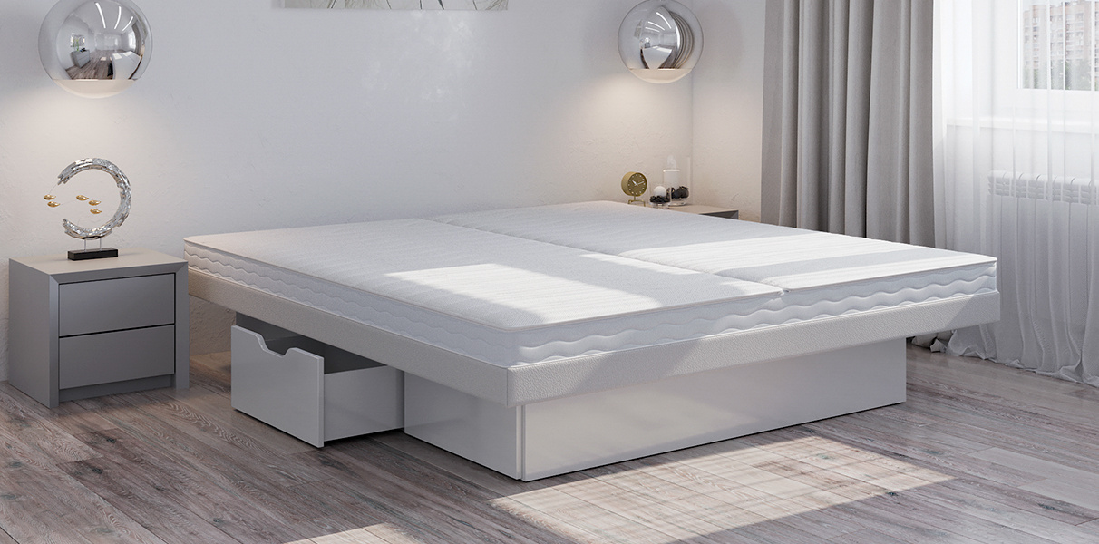 Dual Wasserbett Split mit Dekor Schubladenpodest Abbildung 1