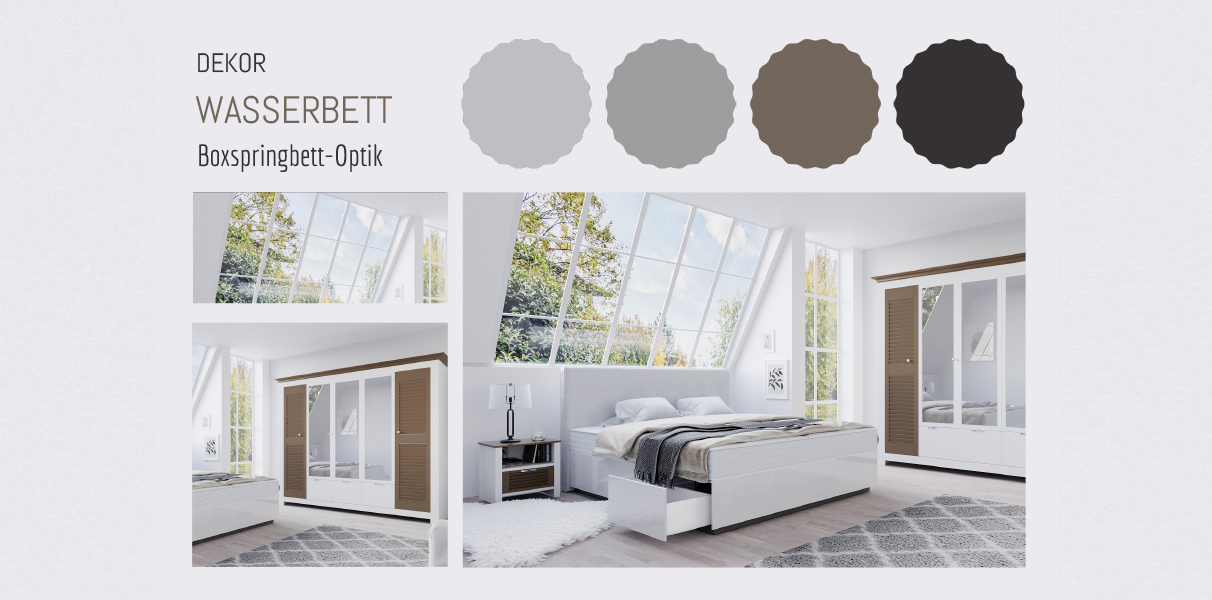 Wasserbett in Boxspringbett-Optik und 6 gro�en Schubladen Abbildung 2