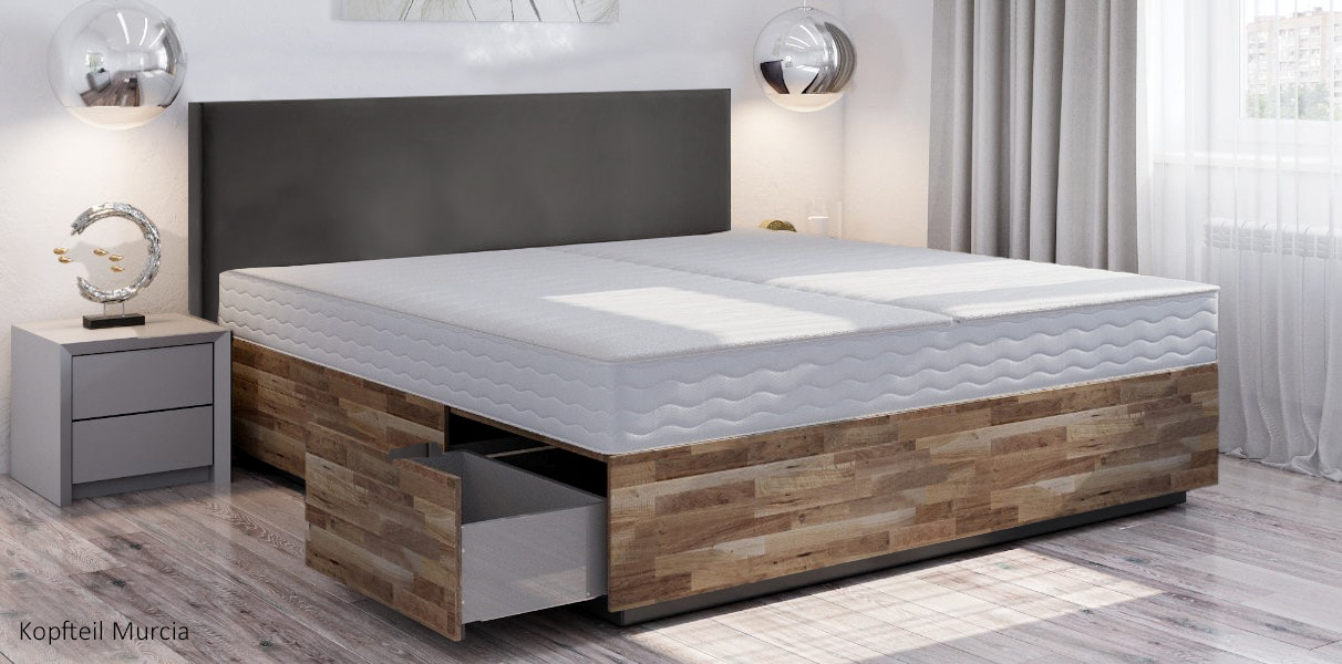 Gelbett mit 6 gro�en Massivholz-Schubladen in Boxspringbett-O Abbildung 2