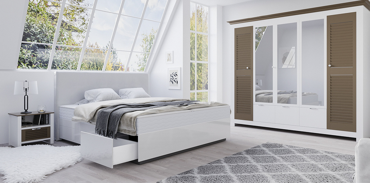 Wasserbett in Boxspringbett-Optik und 6 gro�en Schubladen Abbildung 1
