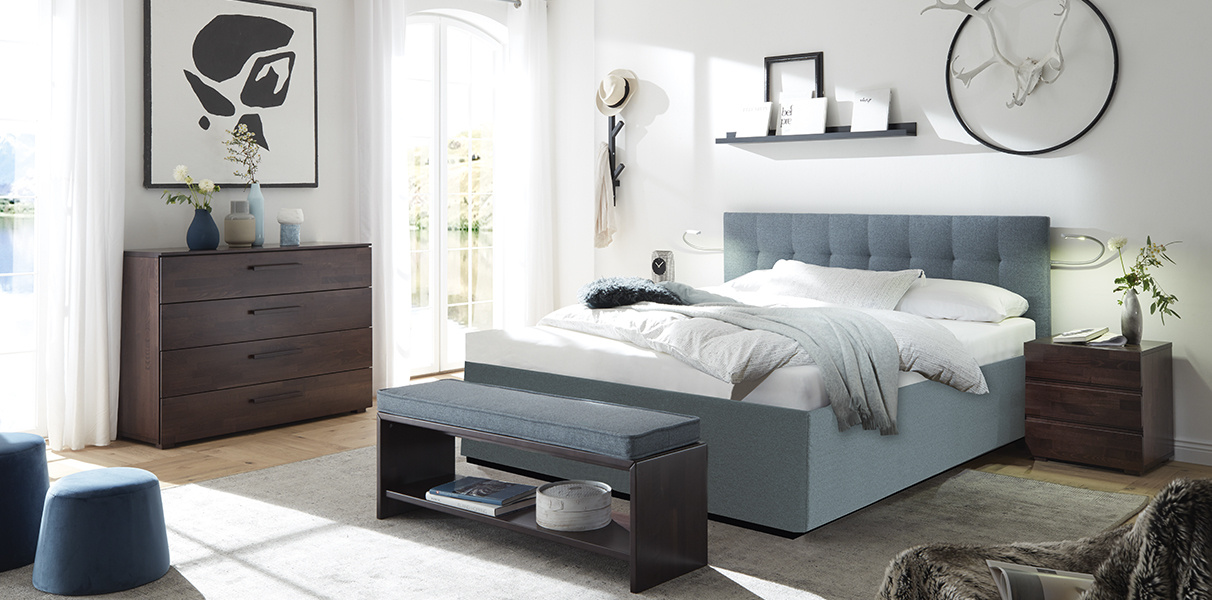 Wasserbett mit Boxspring-Podest und Sogno L Wandpaneel Abbildung 1