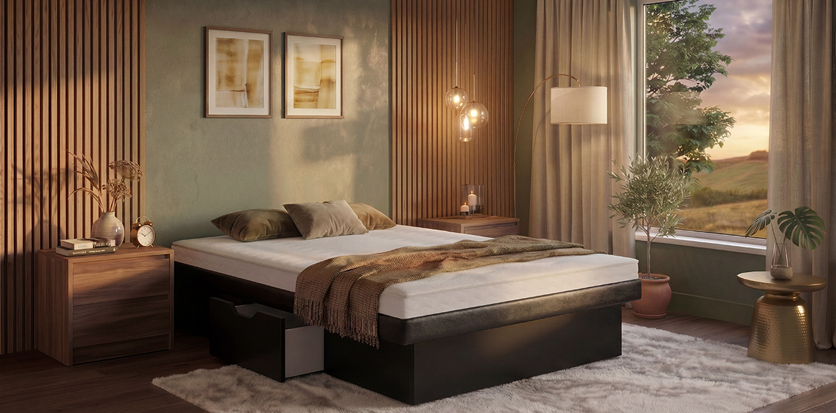 Solo Wasserbett Split mit Dekor Schubladenpodest Abbildung 1