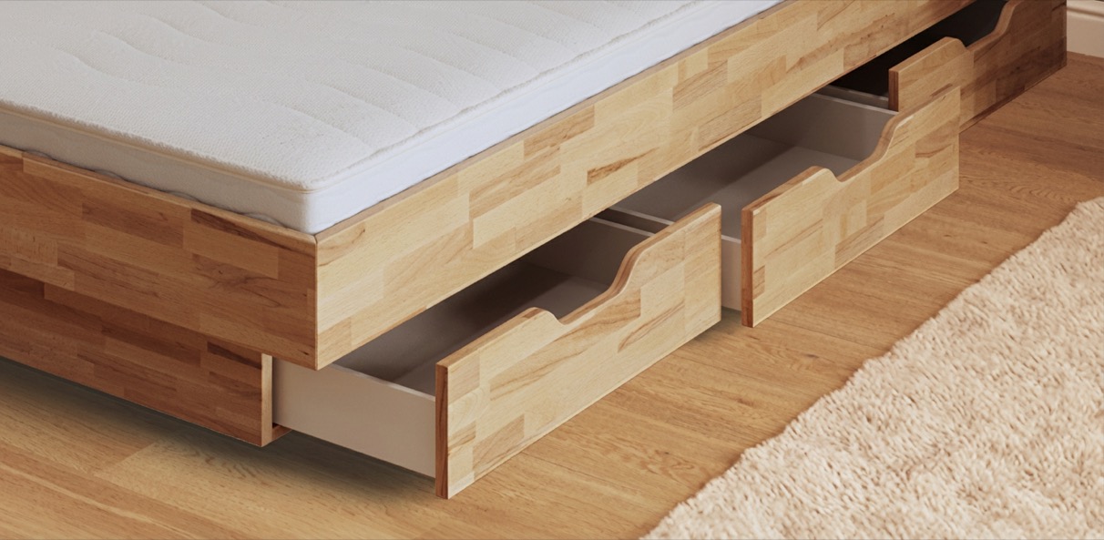 Massivholz Wasserbett mit Schubladenpodest Woodline Varus Abbildung 3